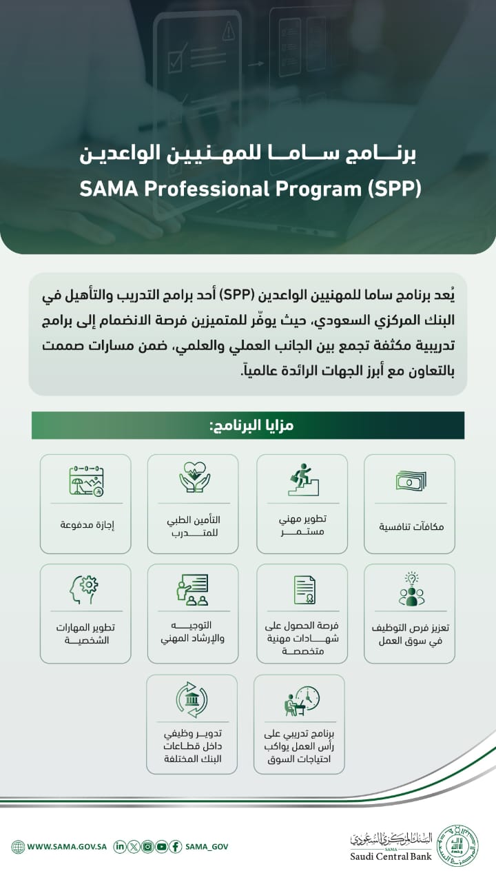 البنك المركزي يدعو للانضمام إلى برنامج ساما للمهنيين الواعدين - صحيفة ...